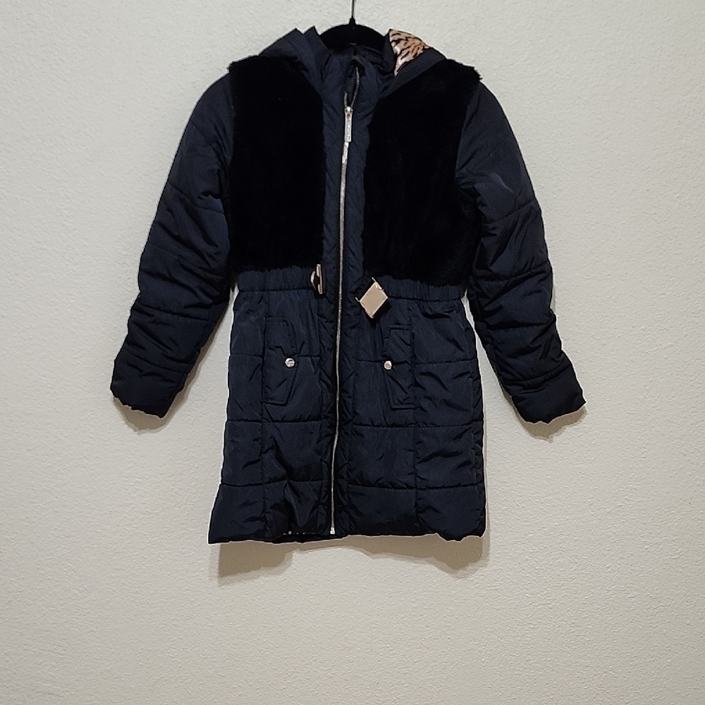 Limited Too Black Puffer Jacket with Hood and Mid-Length Design